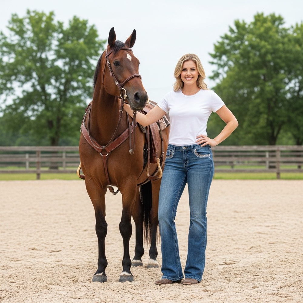 Grace Denim Jeans with White Label